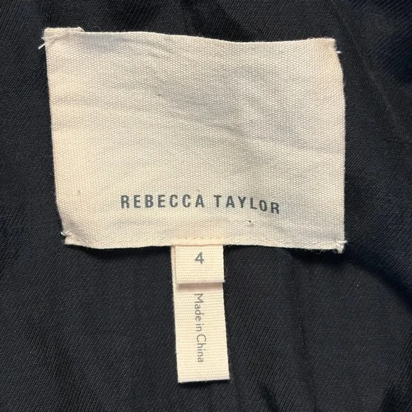 Rebecca Taylor Jewel Floral Print Velvet Blazer Size 4 Pockets Pleated shoulder